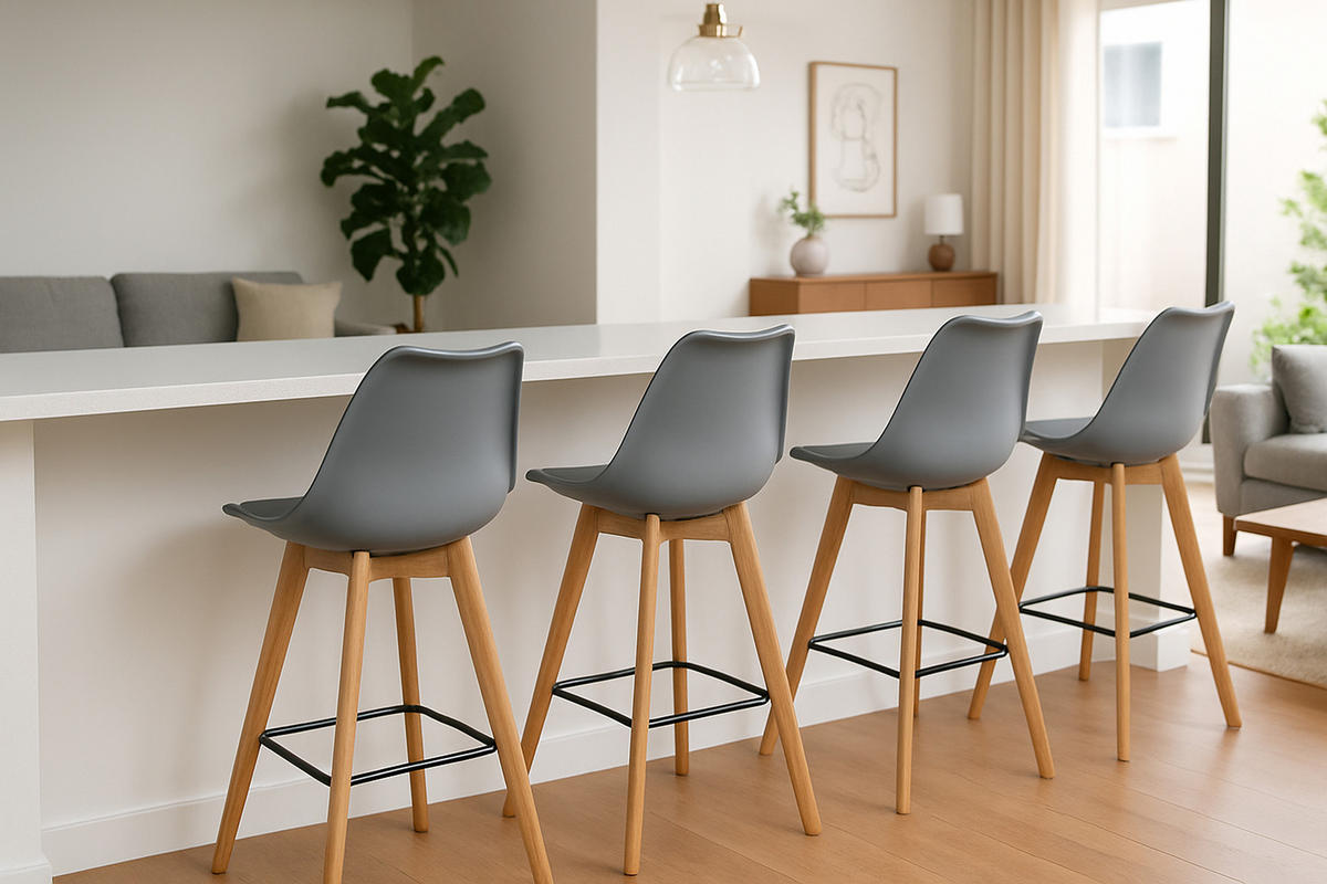 BARHOCKER 2er Set Meta Kunststoff natura grau - Grau, Holz/Kunststoff (48/112/56cm) - TPFLiving