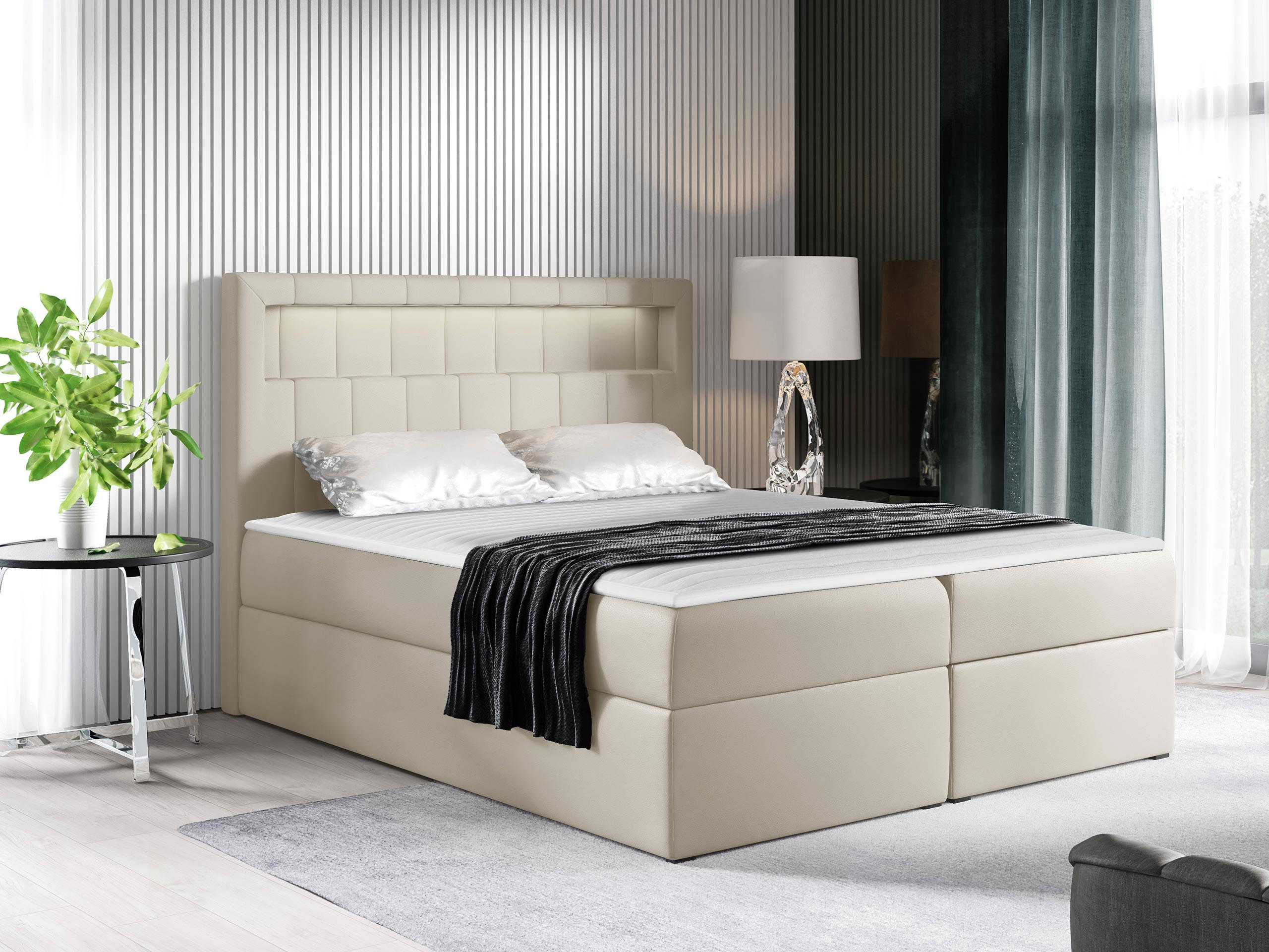 BOXBETT Aspen - Beige, Holz/Textil (180/200cm) - MIRJAN24