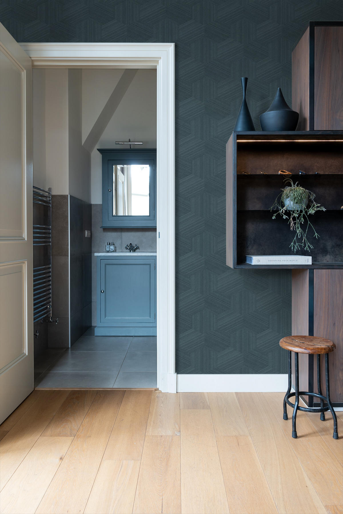 TAPETE 3D-Muster 50 x 900 cm - Blau, Papier (50/900cm) - Origin Wallcoverings