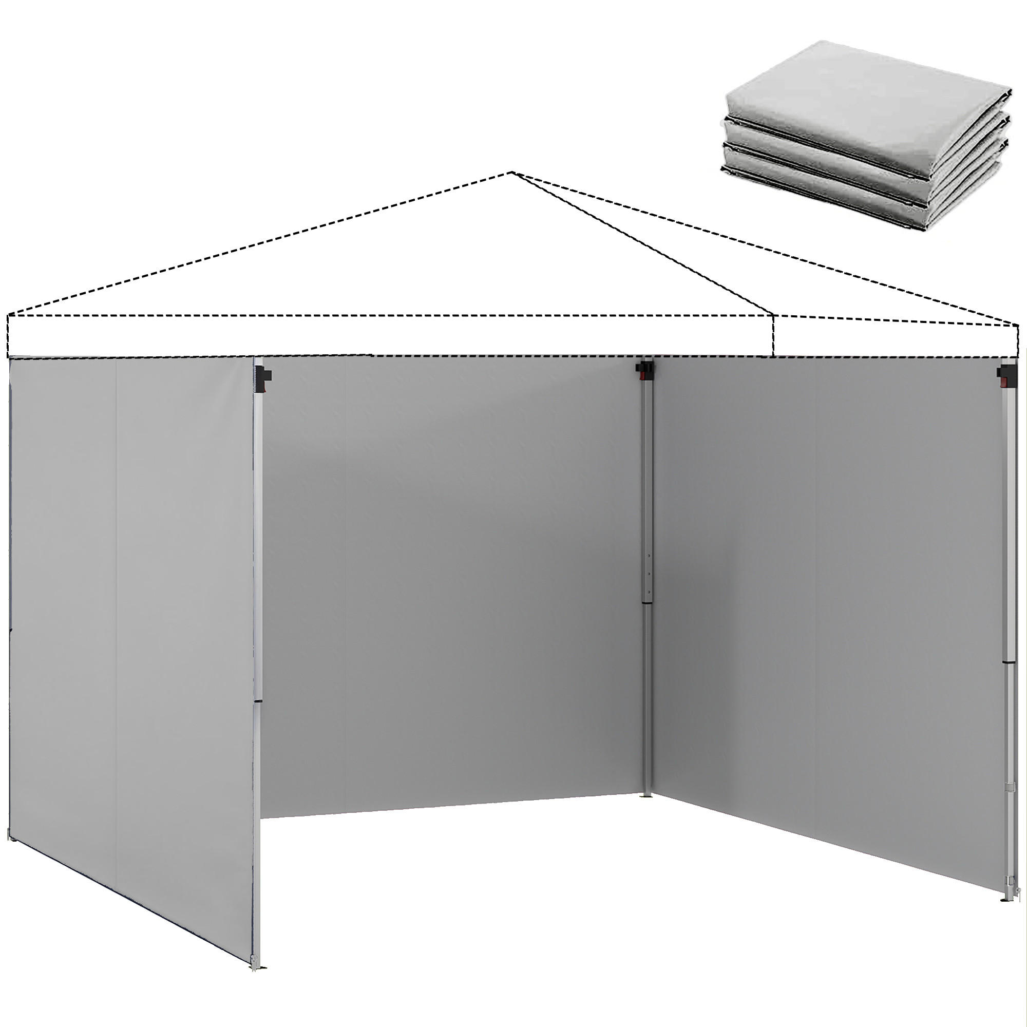 SEITENTEILE DE-06002 3-teiliges Set für 3/3 m Pavillon Hellgrau - Hellgrau, Textil (200/1/300cm) - ComfortXL