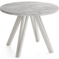 ESSTISCH Ravero runder ausziehbarer, Beton grau 100-180/100/77 cm - Kaschmir/Hellgrau, Holz/Holzwerkstoff (100/100/77cm) - WFL GROUP