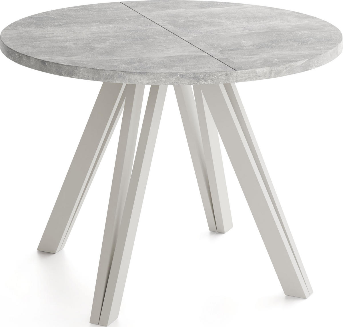 ESSTISCH Ravero runder ausziehbarer, Beton grau 100-180/100/77 cm - Kaschmir/Hellgrau, Holz/Holzwerkstoff (100/100/77cm) - WFL GROUP