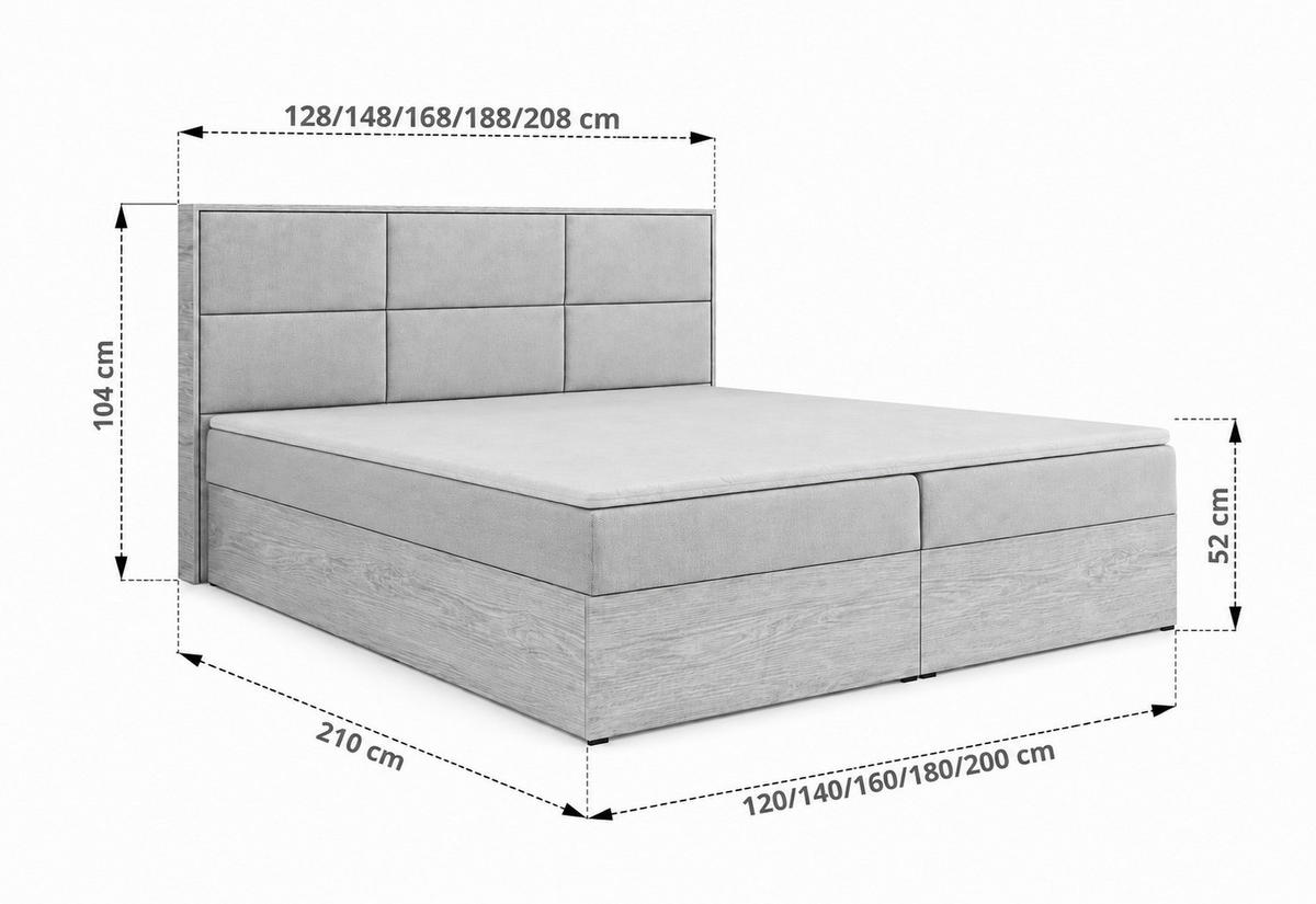 BOXSPRINGBETT Loly 140x200 cm H4 Taschenfederkern Walnussfarben - Walnussfarben, Textil (140/200cm) - KS Home Concept