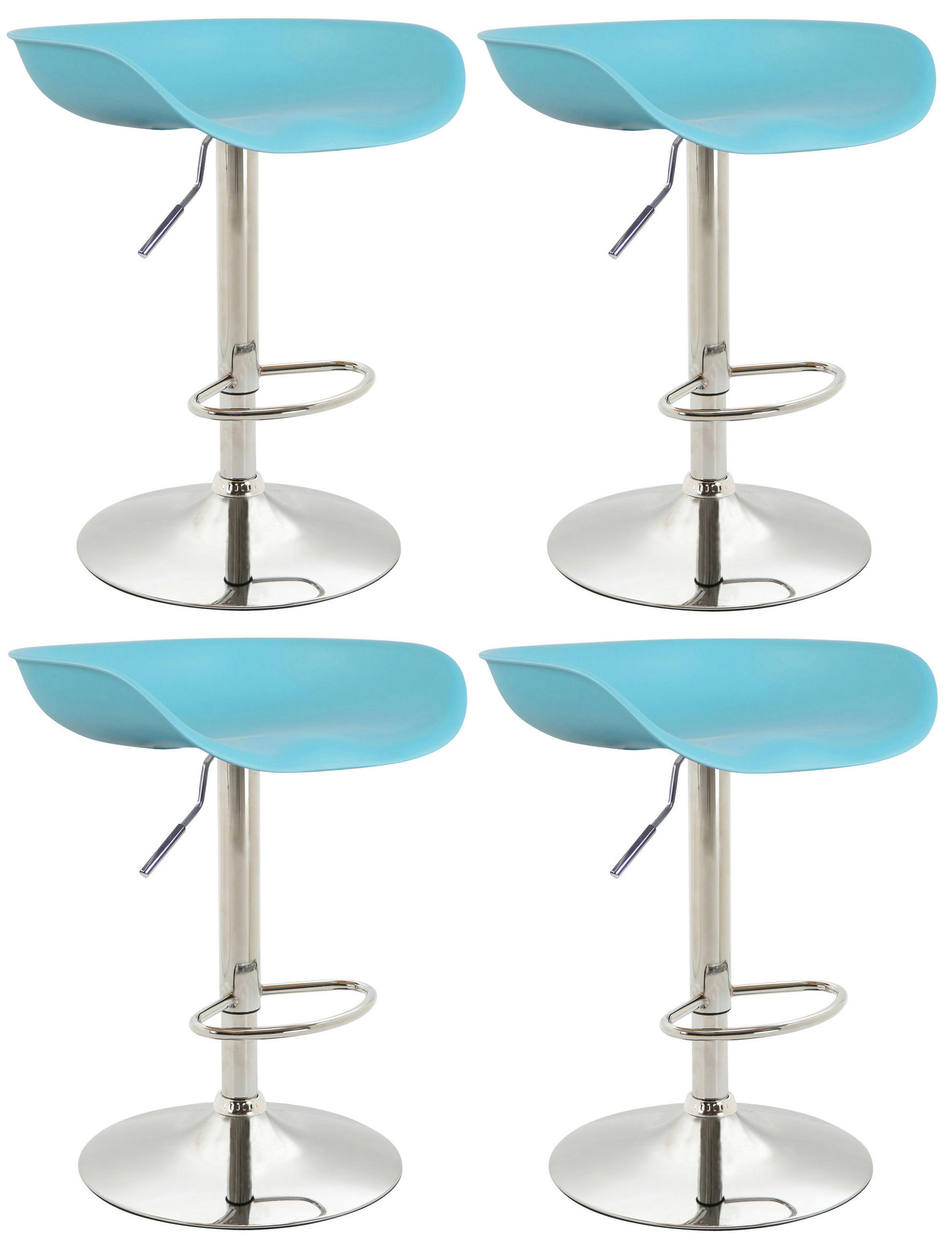 BARHOCKER 4er Set Kunststoff blau - Chromfarben/Blau, Kunststoff/Metall (52/67/43cm) - CLP