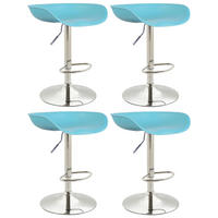 BARHOCKER 4er Set Kunststoff blau - Chromfarben/Blau, Kunststoff/Metall (52/67/43cm) - CLP