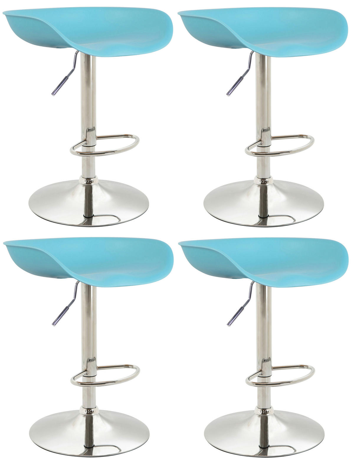 BARHOCKER 4er Set Kunststoff blau - Chromfarben/Blau, Kunststoff/Metall (52/67/43cm) - CLP