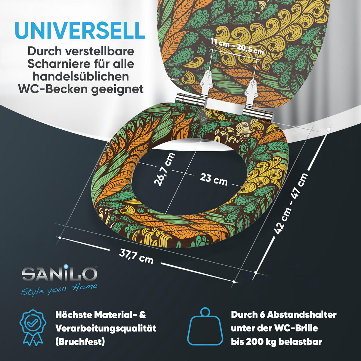 WC Sitz mit Absenkautomatik Velora - Grün, Holzwerkstoff (38/6/47cm) - Sanilo