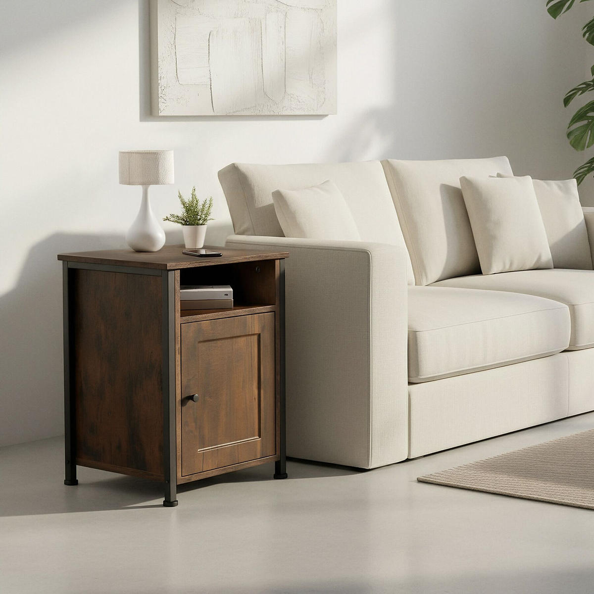 NACHTSCHRANK Blackburn,40 x 42 x 60,5 cm,Industrial Holz dunkel, rustikal - Rostfarben, Holzwerkstoff (40/60.5/42cm) - tectake