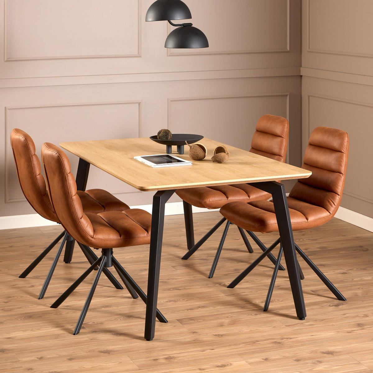 ESSTISCH - Esstisch für 4 Personen aus Holz und Metall - Helles Holz - Eschefarben, Holz (90/160/75cm) - Drawer