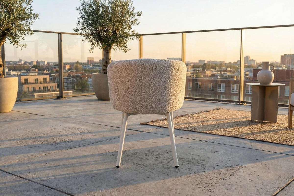 GARTENSTUHL INDUS Cremeweiß SOLENZO Flachgewebe (1er-Set) - Creme, Textil (56/77/62cm) - KAWOLA