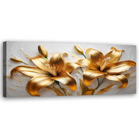 WANDBILD glamour goldene lilien blumen pflanzen - Goldfarben, Textil (90/30cm) - Feeby