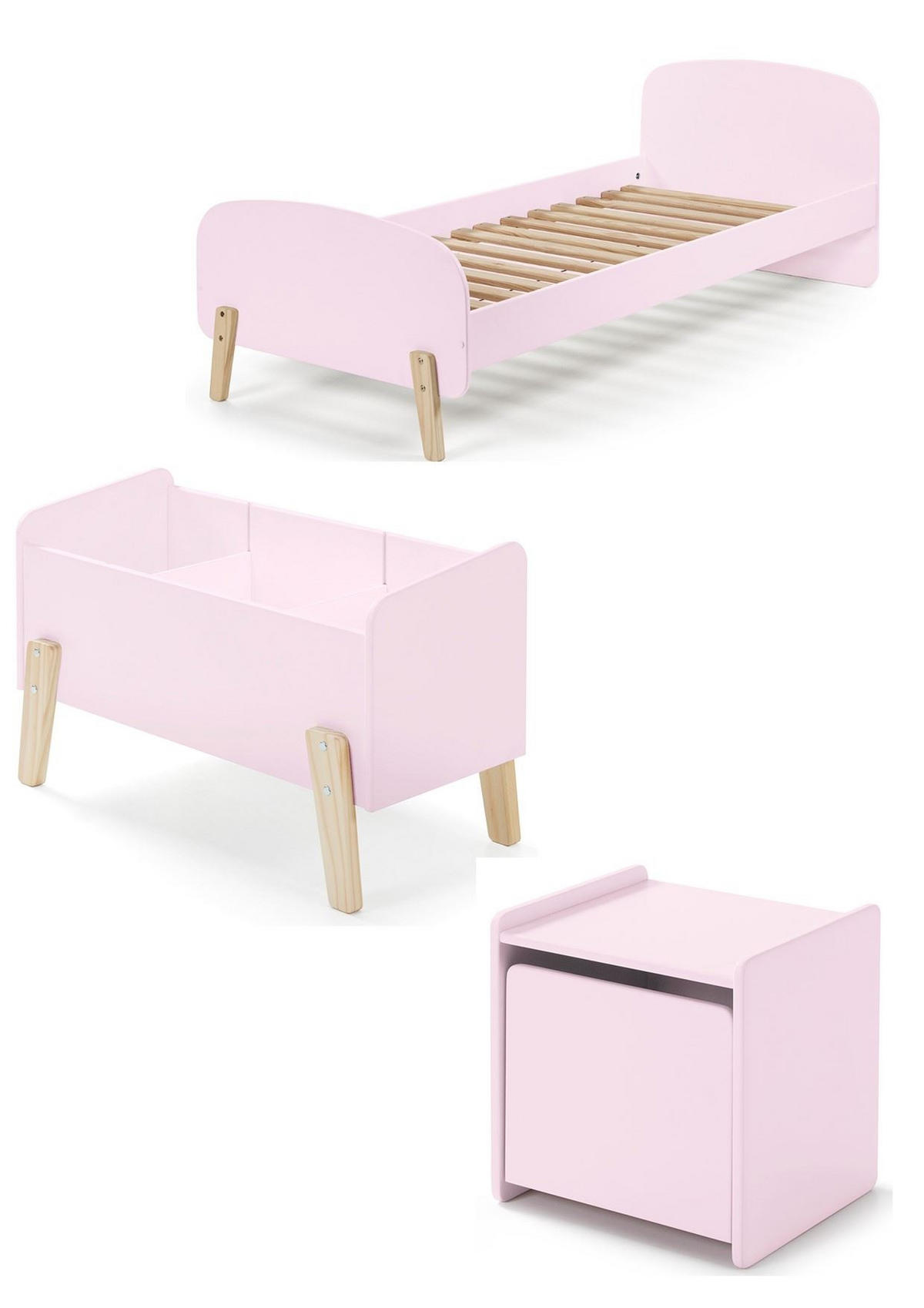 KINDERZIMMER Set Karilynn 3 Massivholz+MDF rosa - Rosa, Holz (230/73/130cm) - 58aufmkessel