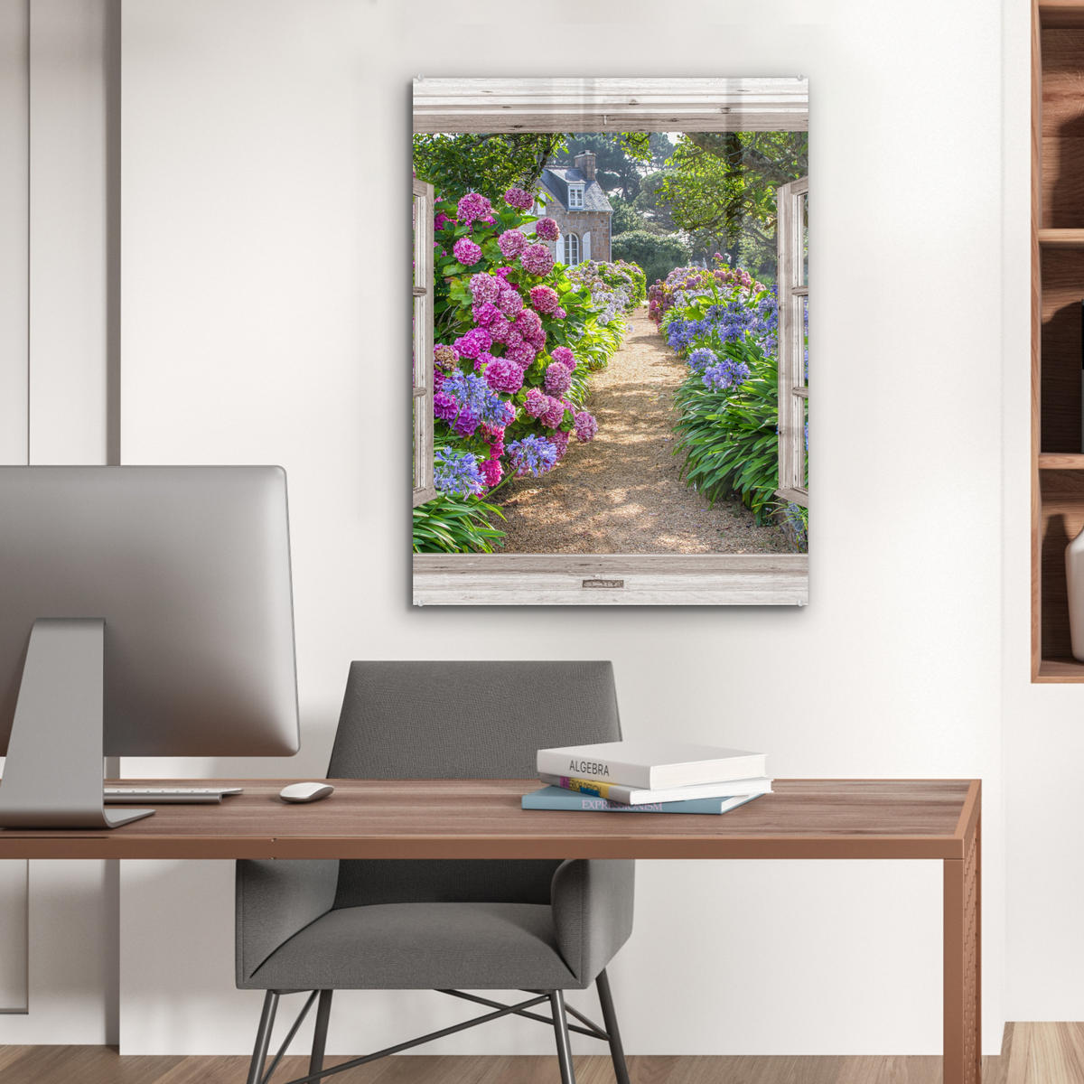 OBRAZ NA AKRYLOVOM SKLE Hortenzie - Priehľadné - Kvety - Leto - Fialová - Cesta 60x80 cm - lila, sklo (60/80cm) - MuchoWow