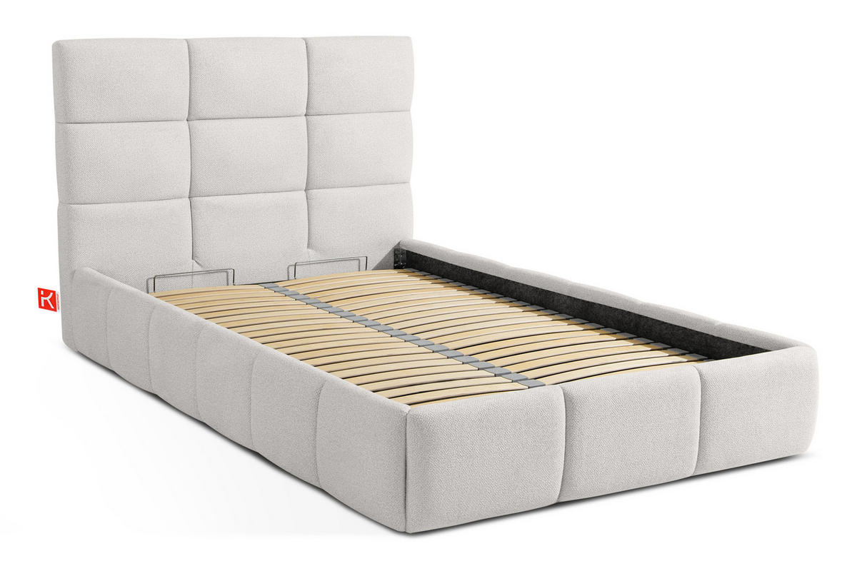 POLSTERBETT ALTOS Einzelbett, Bouclé, weiß - Weiß, Holz/Holzwerkstoff (120/200cm) - KONSIMO®