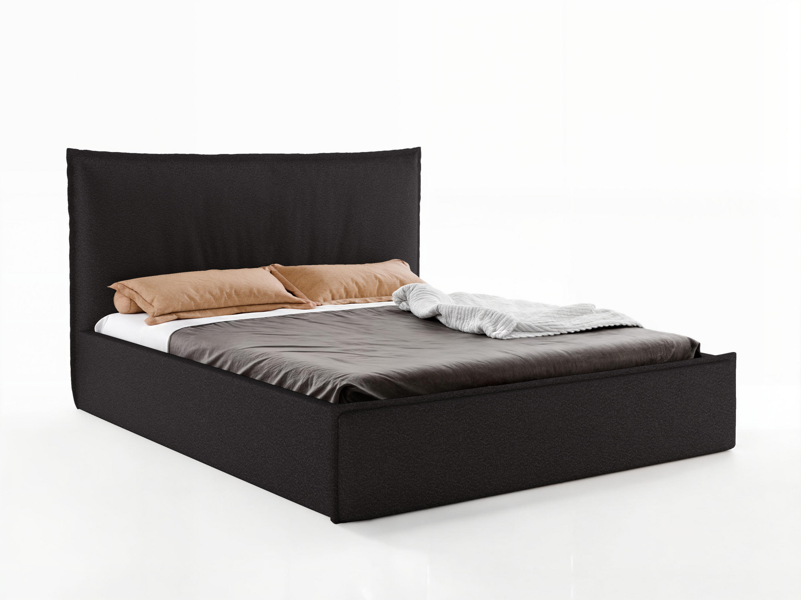 Luxkor24 Polsterbett Schwarz 160x200 cm