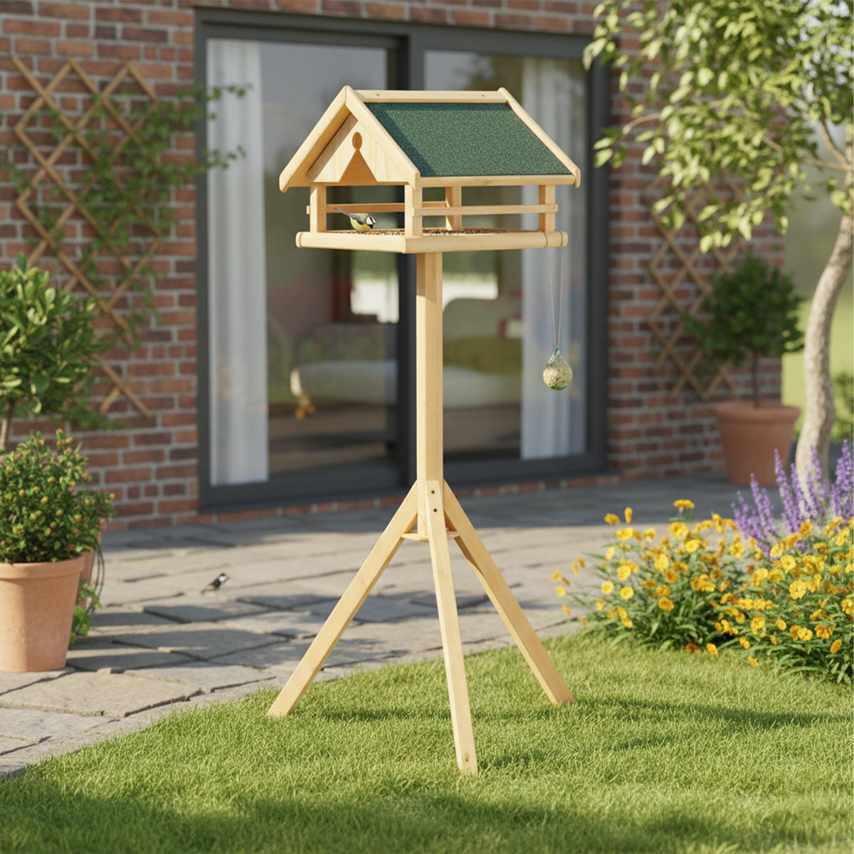 VOGELFUTTERHAUS - Hellbraun, Holz (37/120/37.5cm) - Relaxdays