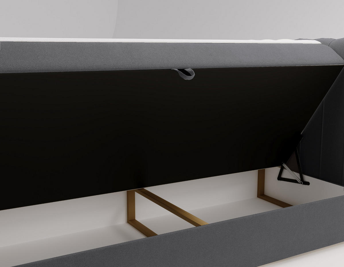BOXBETT OSLO mit Bettkasten Stoff Komodo Grau 140x200 cm - Grau, Holz (140/200cm) - Kaiser Möbel