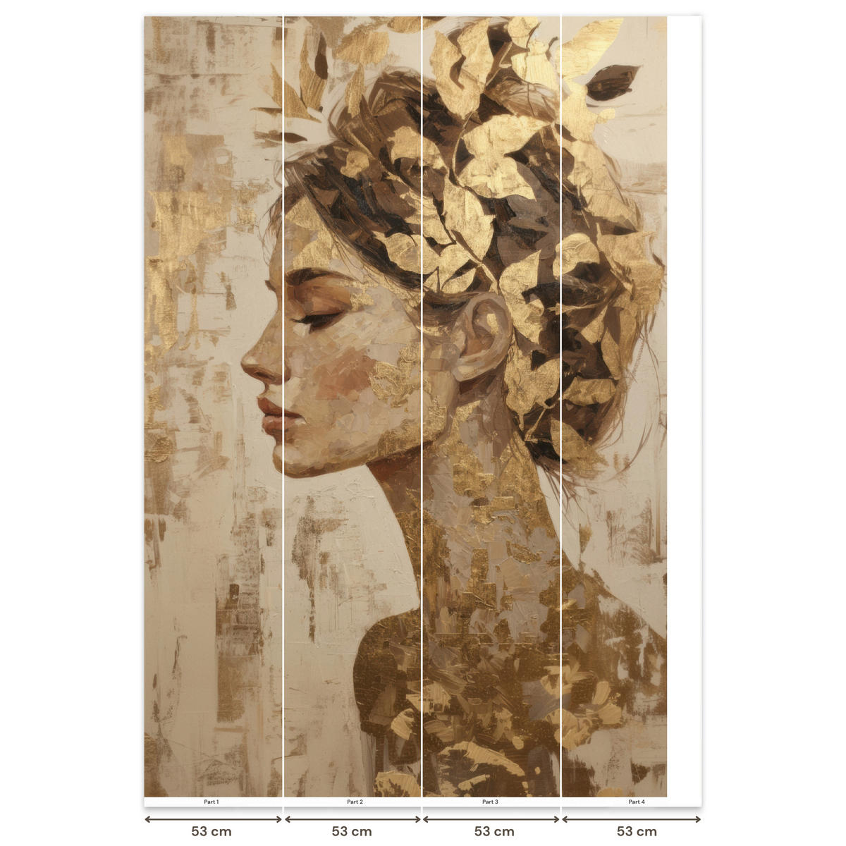 TAPETE - Frau - Gold - Abstrakt - Textur - 200x300 cm - Goldfarben, Papier (200/300cm) - OnlyWow