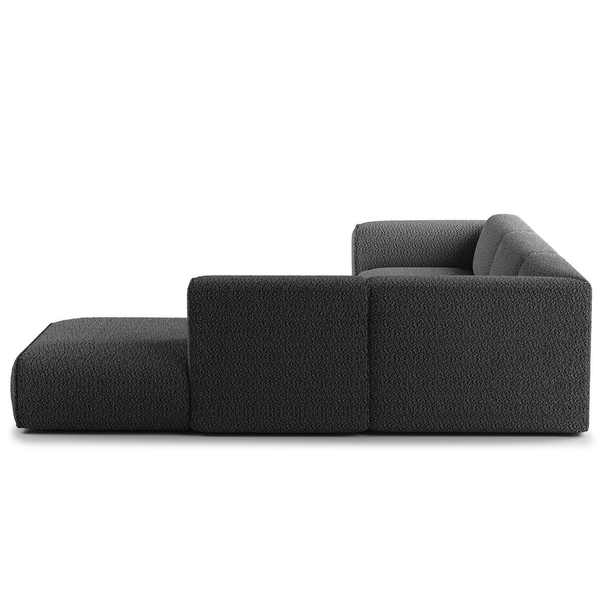 3-SITZER ECKSOFA mit Recamiere - Anthrazit/Schwarz, Kunststoff/Textil (295/231cm) - home24