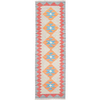 LÄUFER Gashgai Kelim Grau 196/58 cm Schurwolle - Grau, Textil (58/196cm) - Looma