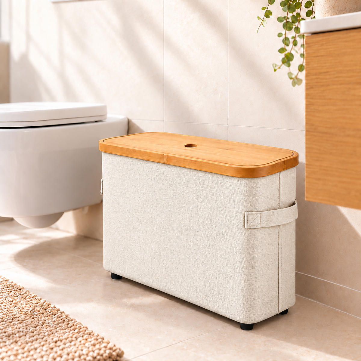 TOILETTENPAPIERBOX Beige Bambus 12 Rollen - Beige, Holz/Kunststoff (45/34.5/15cm) - Relaxdays