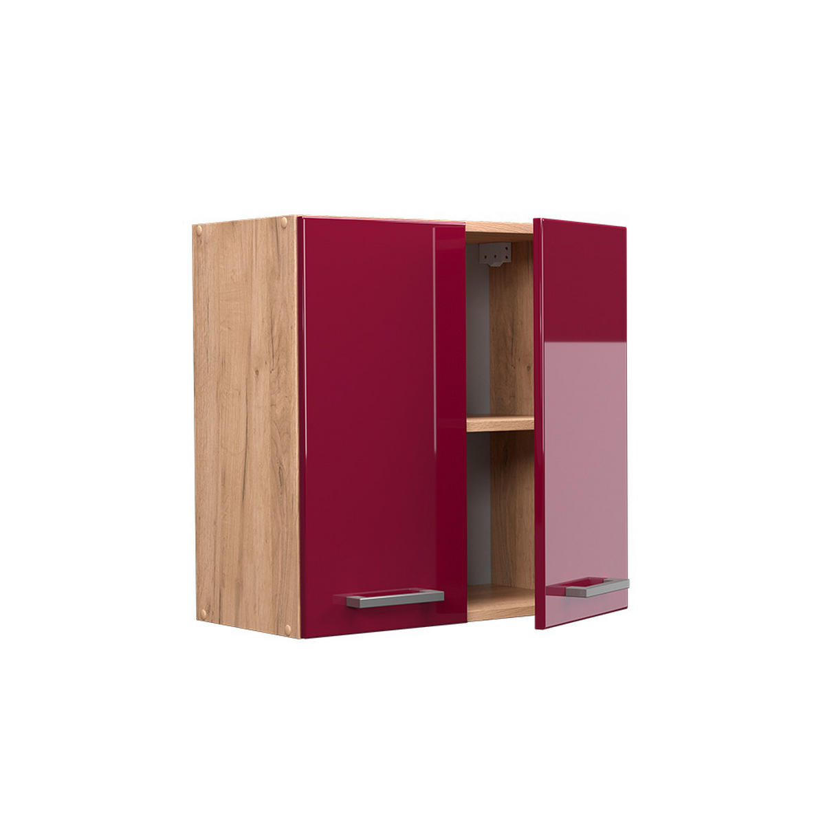 HÄNGESCHRANK R-Line Rot Hochglanz 60 cm - Honigeiche/Eiche Wotan, Holzwerkstoff (60/60/31cm) - Vicco