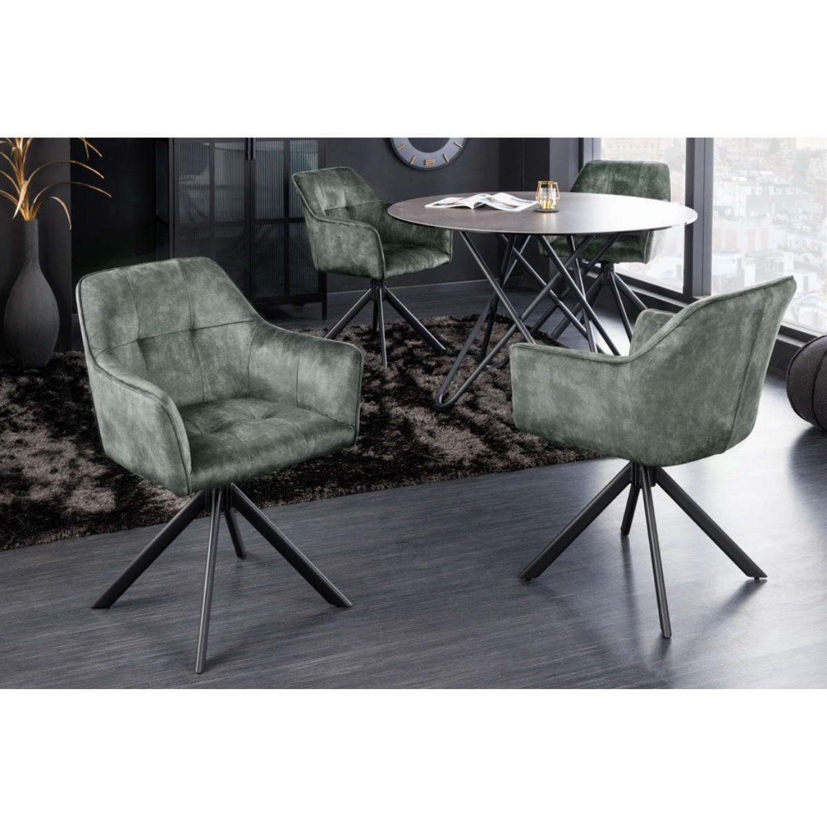 STUHL LOFT Samt Grün - Grün, Textil (60/83/61cm) - riess-ambiente