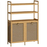 WÄSCHESCHRANK Bambus Vliesstoff Eiche - Eichefarben/Goldfarben, Naturmaterialien/Holz (30/118/80cm) - HOMCOM