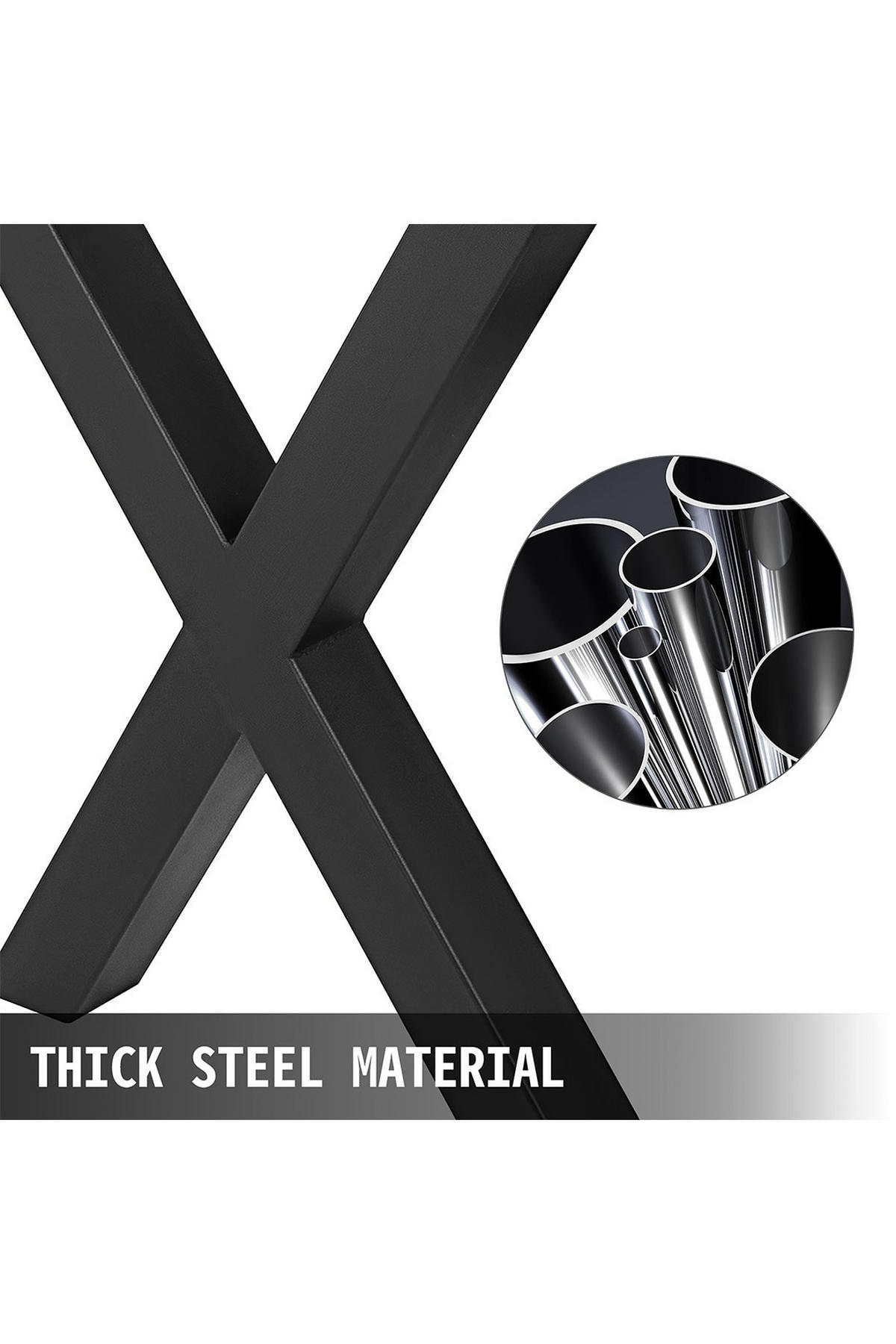 TISCHBEINE 2-tlg Set X-förmige aus Eisen in Schwarz 71-cm hohe 50 x 7 x 71 cm - Schwarz, Metall (50/71/7cm) - Livingandhome