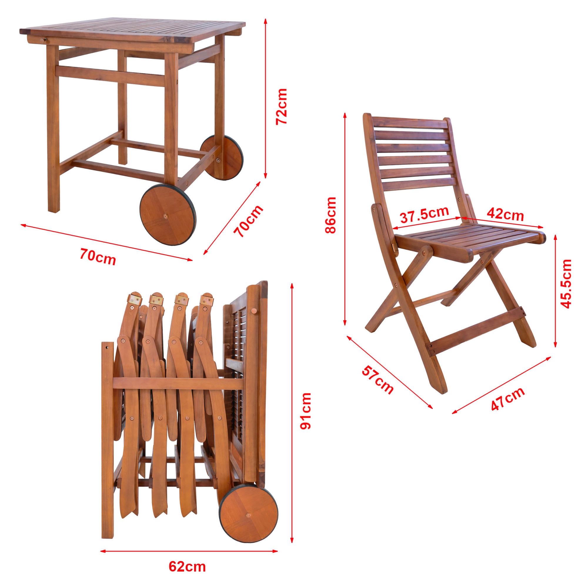 GARTENMÖBEL-SET 5 TLG. Ancarano - Akaziefarben, Holz - [en.casa]