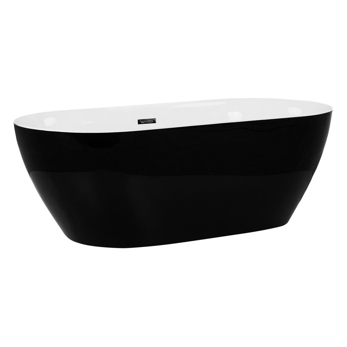 BADEWANNE FREISTEHEND 75x150x58 cm schwarz Carrera - Schwarz, Kunststoff (75/58/150cm) - Beliani