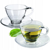 KADAX Tassen mit Untertassen für Kaffee und Tee 200ml 2 Stk. - Transparent, Glas (0.2L) - KADAX