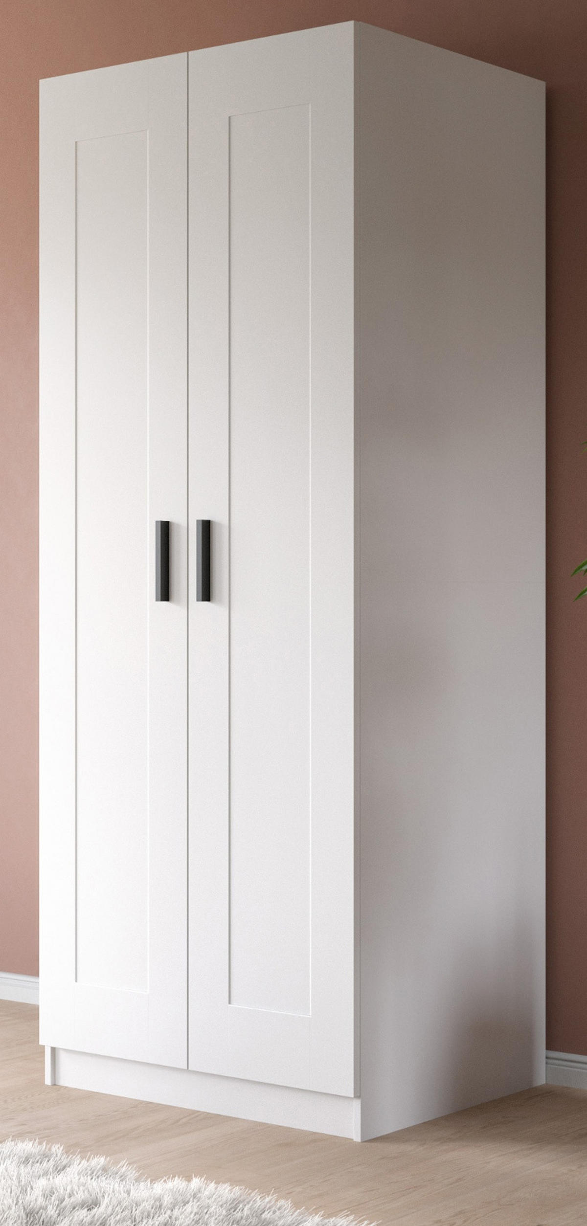 KLEIDERSCHRANK in weiß 80 x 194 cm, Drehtürenschrank 2-türig skandinavisch - Schwarz/Weiß, Holzwerkstoff/Kunststoff (80/194/56cm) - Inn.Furn