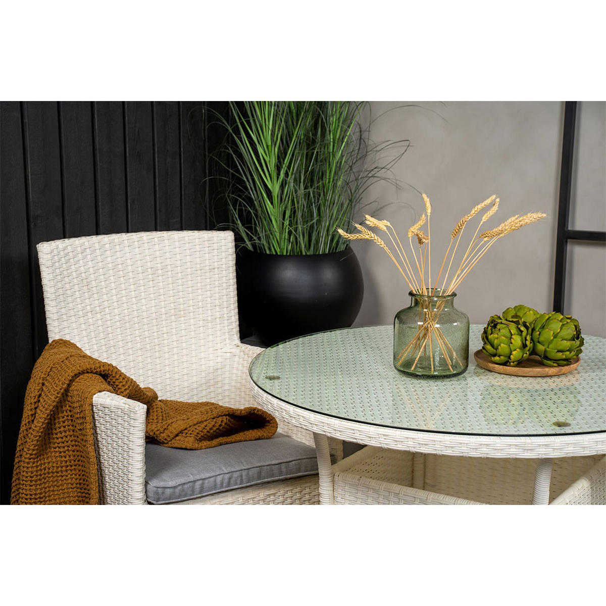 GARTENSTUHL 2ER-SET Malin Rattan Weiß - Weiß, Metall (58/92/65cm) - ebuy24