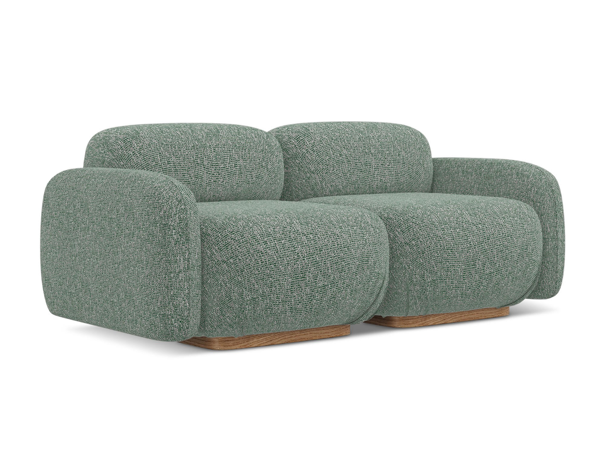 3-SITZER SOFA Strukturstoff Stoff Grün - Braun/Hellgrün, Holz/Textil (190/73/95cm) - Makamii