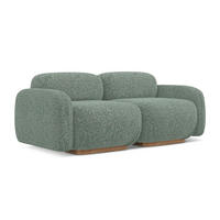 3-SITZER SOFA Strukturstoff Stoff Grün - Braun/Hellgrün, Holz/Textil (190/73/95cm) - Makamii
