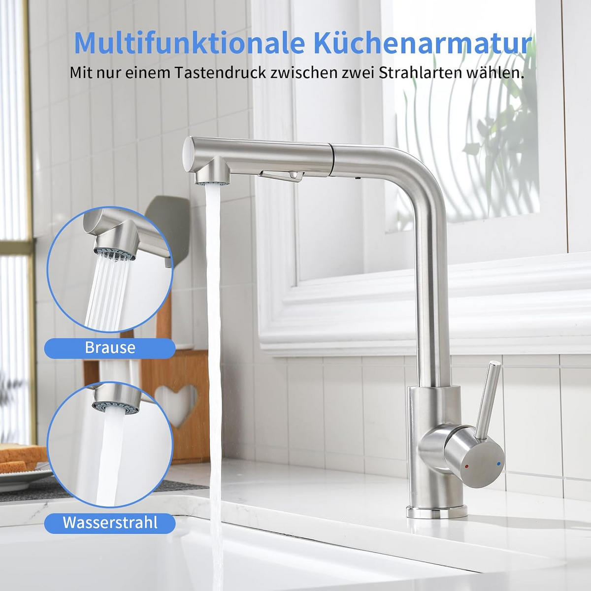 BADEZIMMERARMATUR, inklusive 70 cm Zulaufrohr, 35 x 27 cm hoch, silberfarben. - Silberfarben, Metall (45/6/25cm) - Vallsero