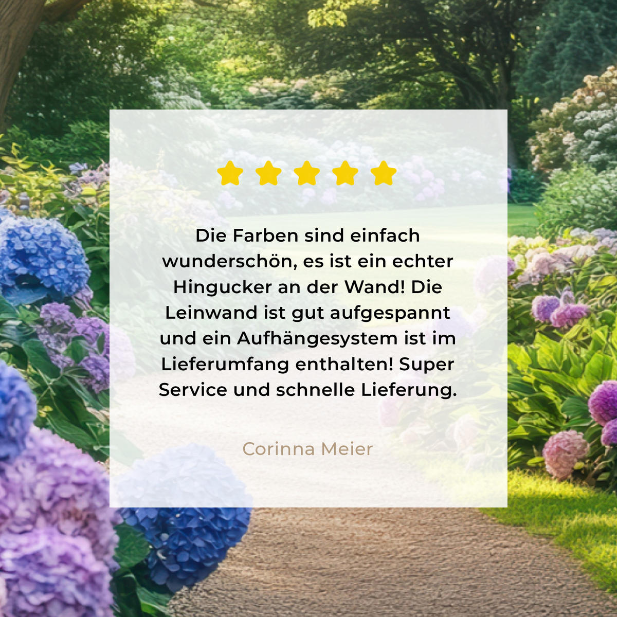 LEINWANDBILD Aussicht - Garten - Fenster - Hortensie - Blumen Wohnzimmer 120x80 cm - Pastellblau, Textil (120/80cm) - MuchoWow