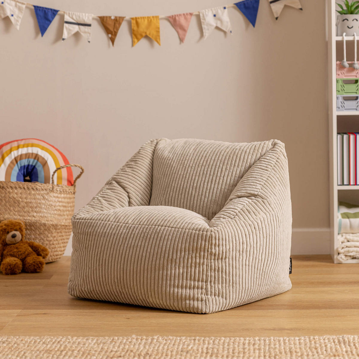 SITZSACK Flauschig für Kinder - Beige, Textil (55/44/55cm) - icon