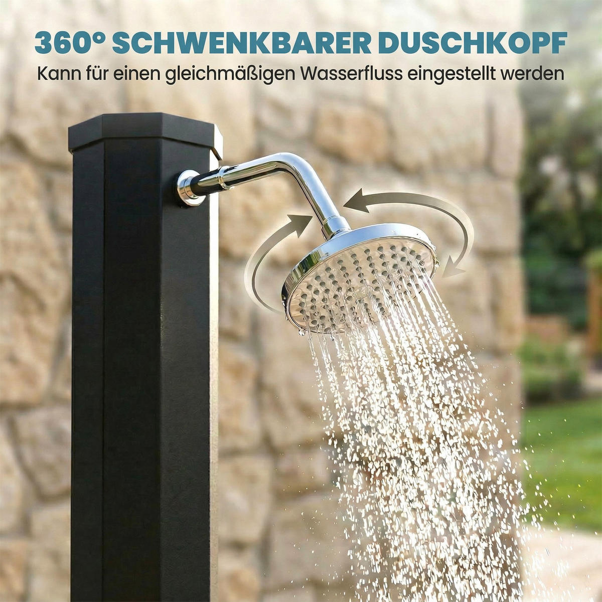 GARTENDUSCHE ABS Edelstahl Schwarz - Schwarz, Kunststoff (18.2/227/21.8cm) - Outsunny