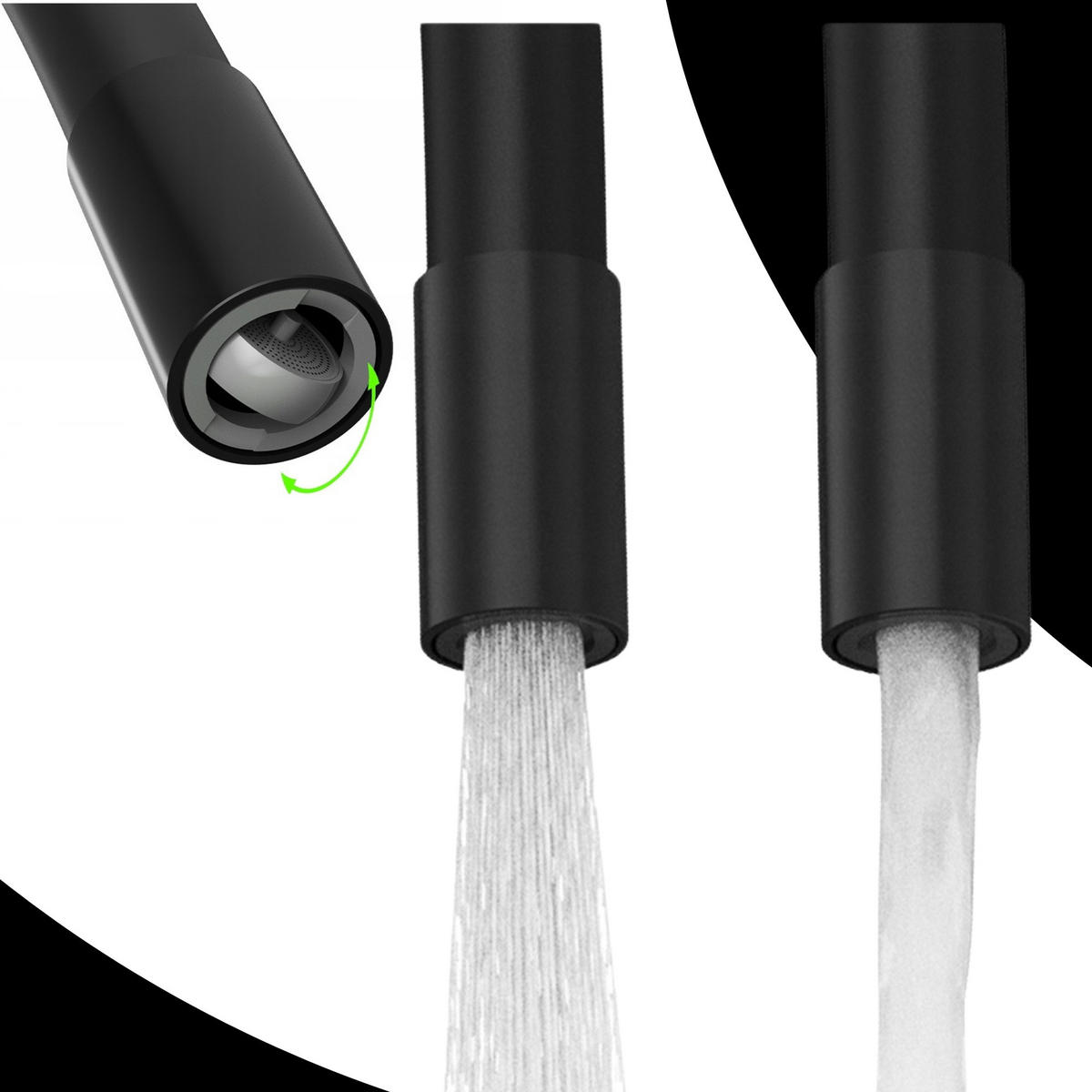 SPÜLBECKEN Bello Schwarz 4-tlg. 570/470 mm Granitoptik Set mit Armatur und Siphon - Schwarz, Stein (57/47/20cm) - Granitan