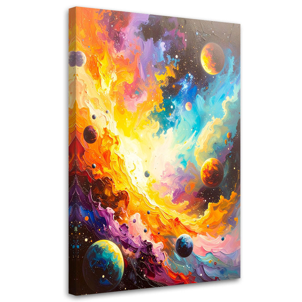LEINWANDBILD Universum Kosmos Planeten 80x120cm - Multicolor, Textil (80/120cm) - Feeby