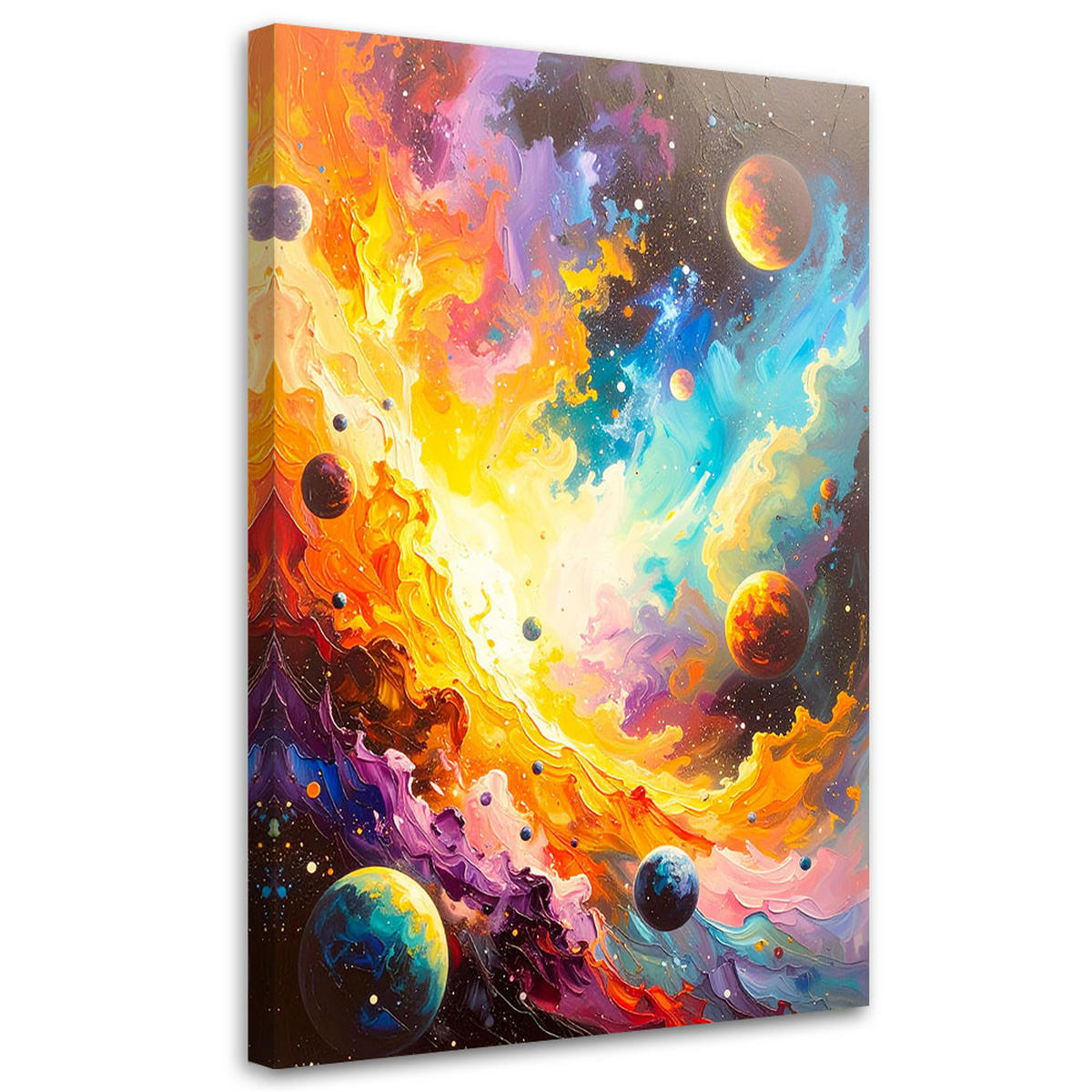 LEINWANDBILD Universum Kosmos Planeten 80x120cm - Multicolor, Textil (80/120cm) - Feeby