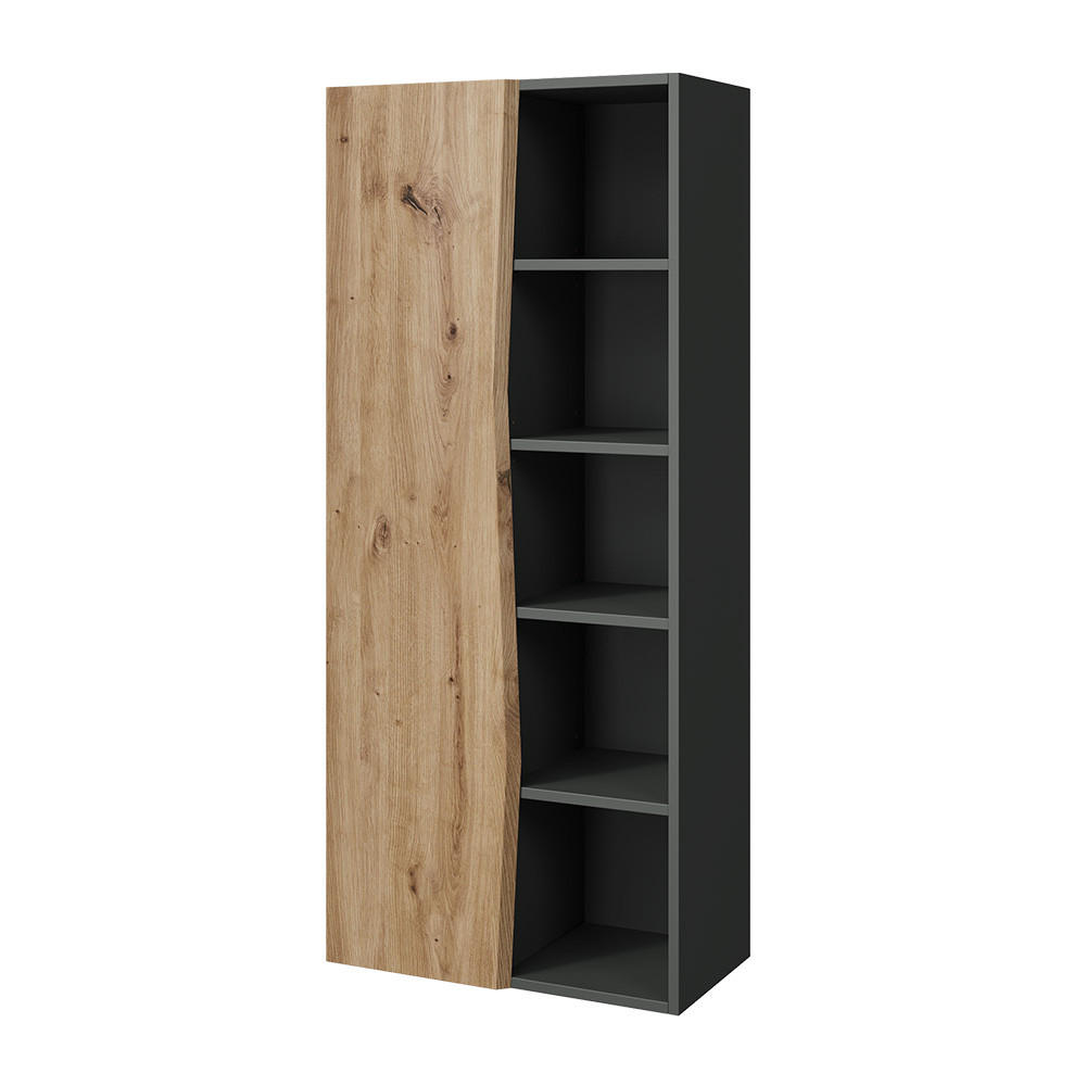 DER HOCHSCHRANK Willow Artisan 56 x 130 cm mit 5 offenen Fächern - Anthrazit/Hellgrau, Holzwerkstoff (56/130/29.8cm) - Vicco