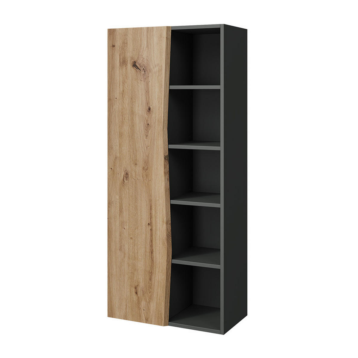 DER HOCHSCHRANK Willow Artisan 56 x 130 cm mit 5 offenen Fächern - Anthrazit/Hellgrau, Holzwerkstoff (56/130/29.8cm) - Vicco
