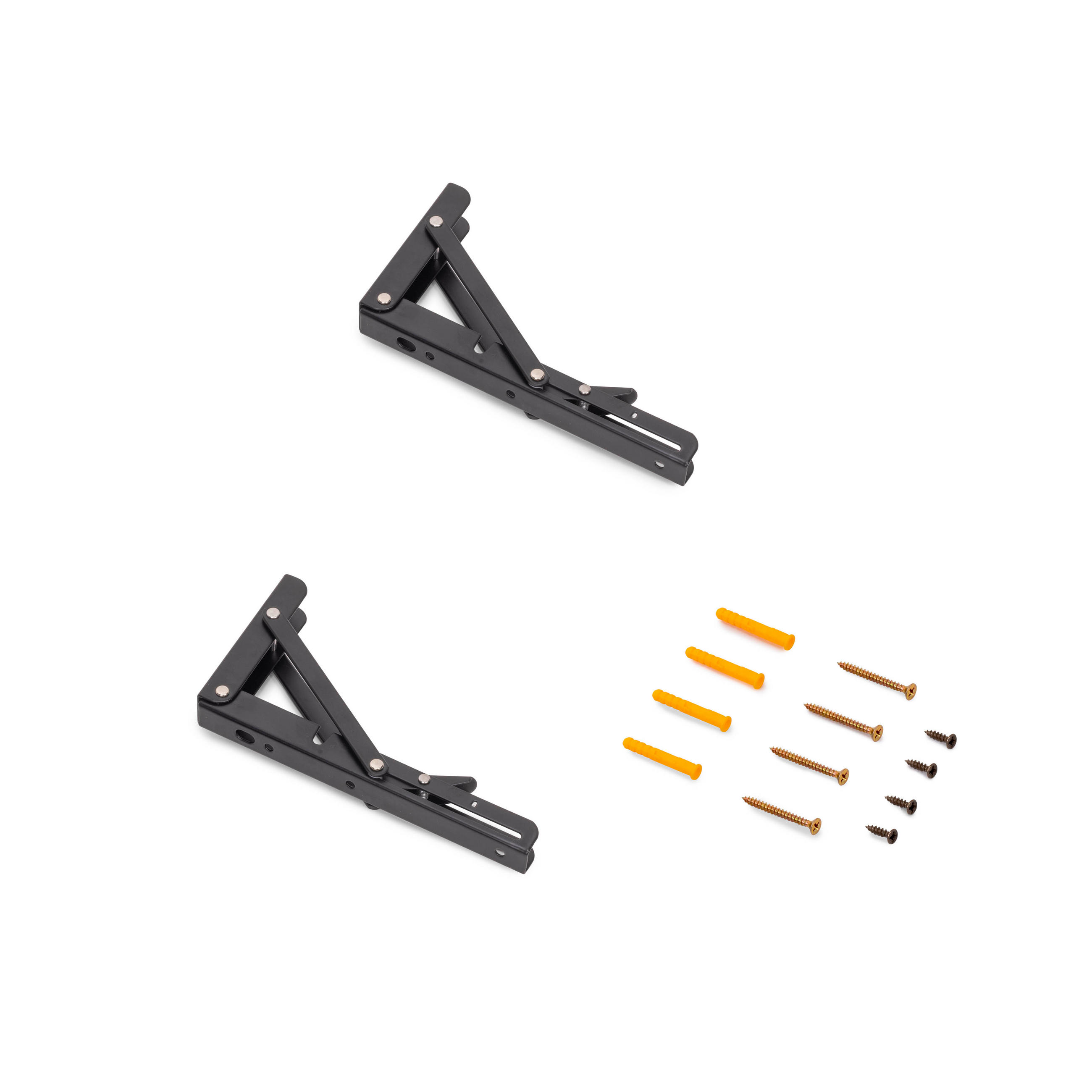 STÜTZEN Klappbarer, Länge 203mm, Stahl, Schwarz lackiert - Schwarz, Metall (2/11/20.3cm) - EMUCA