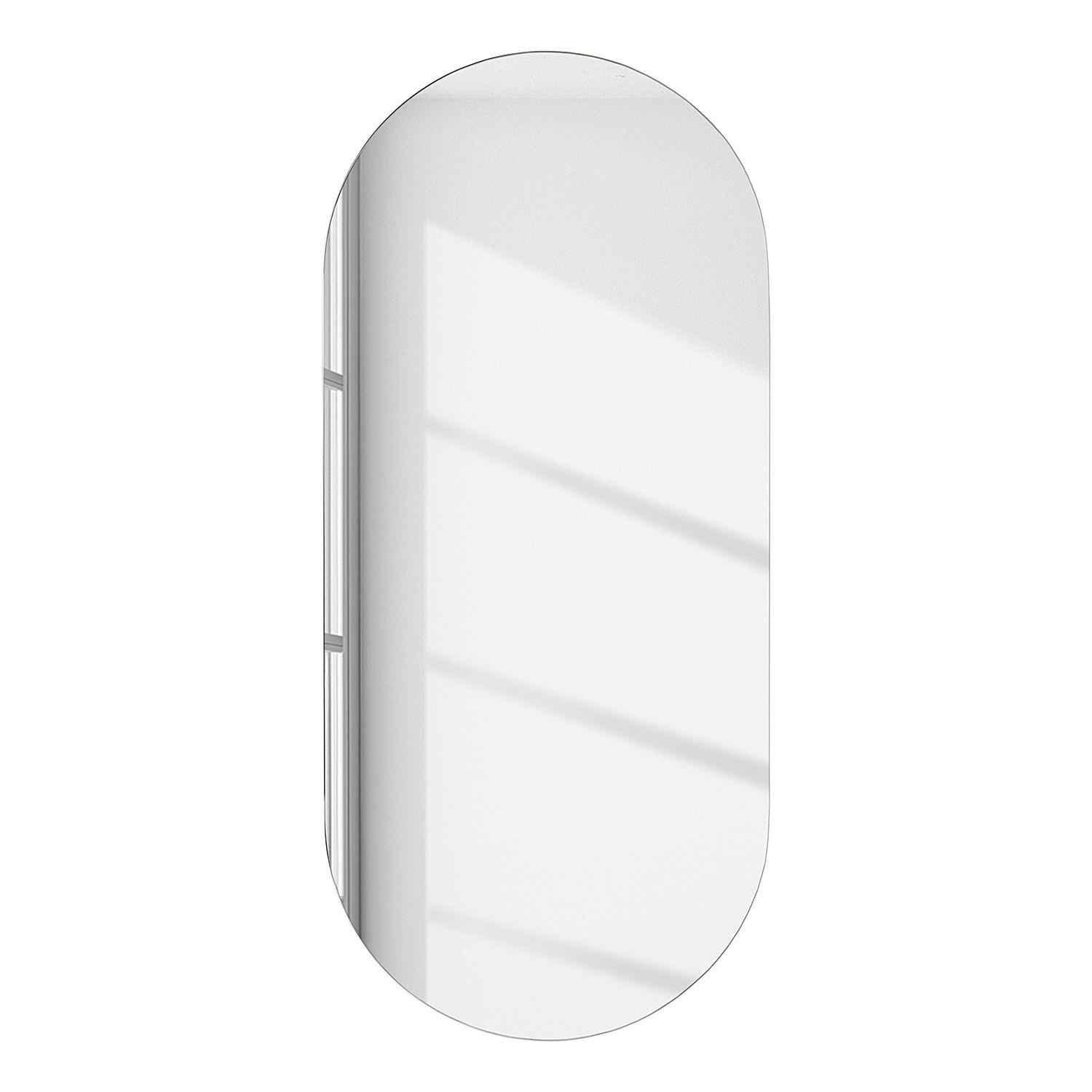 SPIEGELSCHRANK - oval - Weiß, Holzwerkstoff (37/82/16cm) - home24