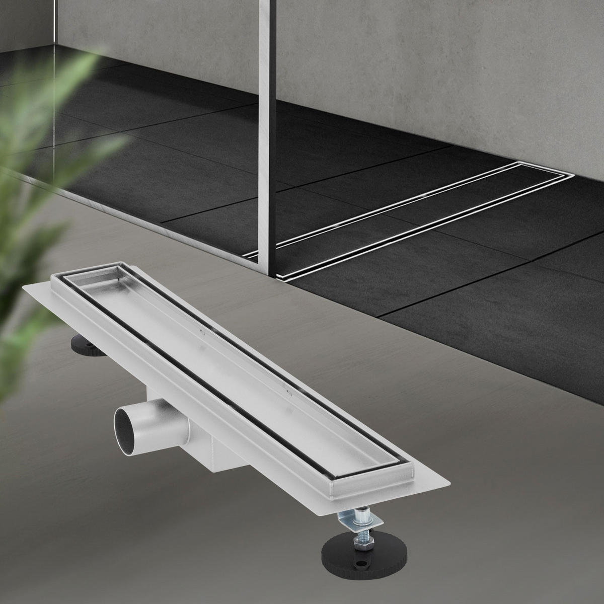 DUSCHRINNE 50cm - Silberfarben, Metall (13.9/7.8/54cm) - LuxeBath