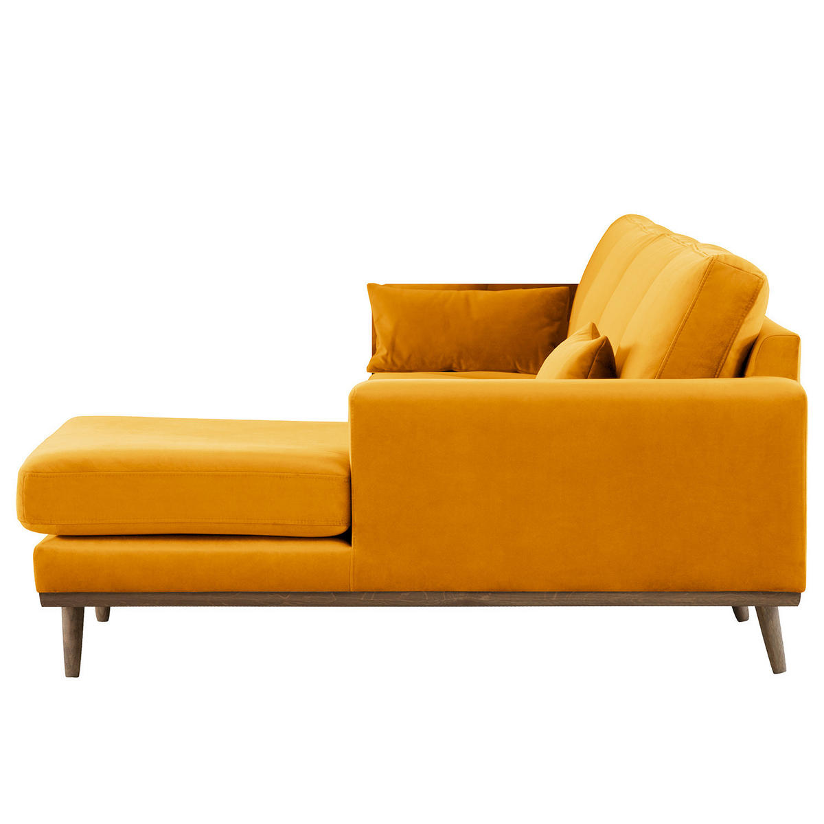 ECKSOFA mit Longchair - Eichefarben/Gelb, Eichenholz/Textil (281/153cm) - home24