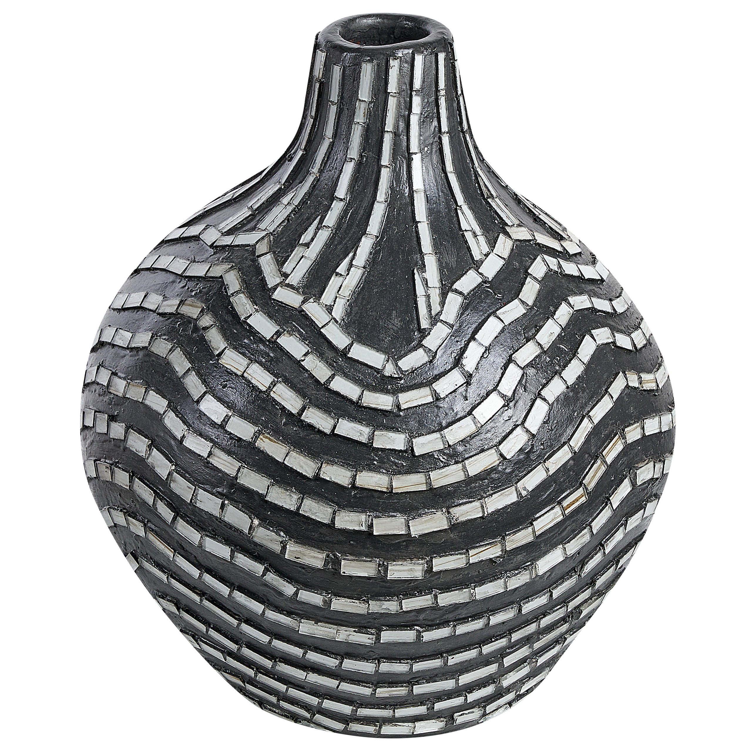 DEKOVASE Terrakotta schwarz Kualu - Schwarz, Stein (35cm) - Beliani